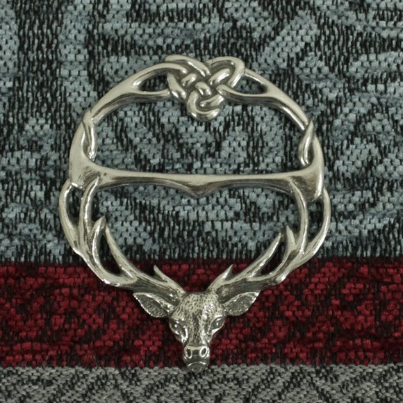 New Stag Deer Celtic Scarf Ring UK Pewter Made in Scotland